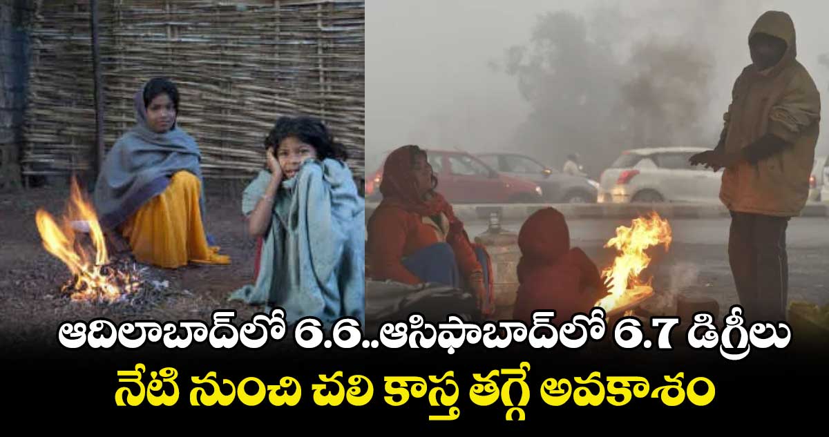 ఆదిలాబాద్​లో 6.6..ఆసిఫాబాద్​లో 6.7 డిగ్రీలు..నేటి నుంచి చలి కాస్త తగ్గే అవకాశం