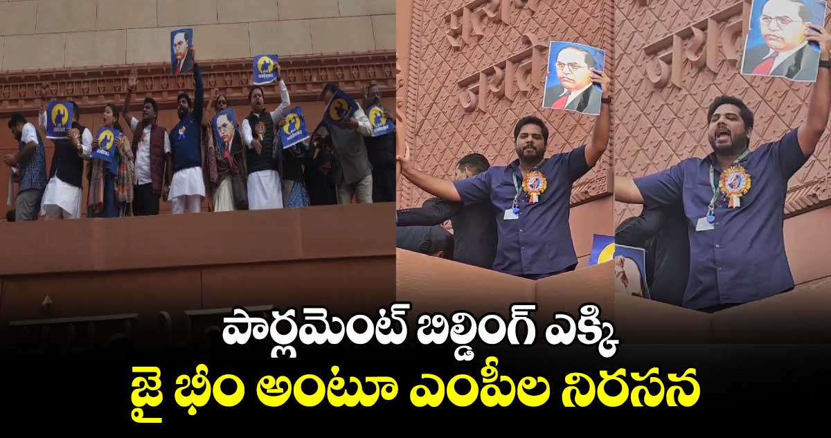  పార్లమెంట్ బిల్డింగ్ ఎక్కి.. జై భీం అంటూ ఎంపీల నిరసన