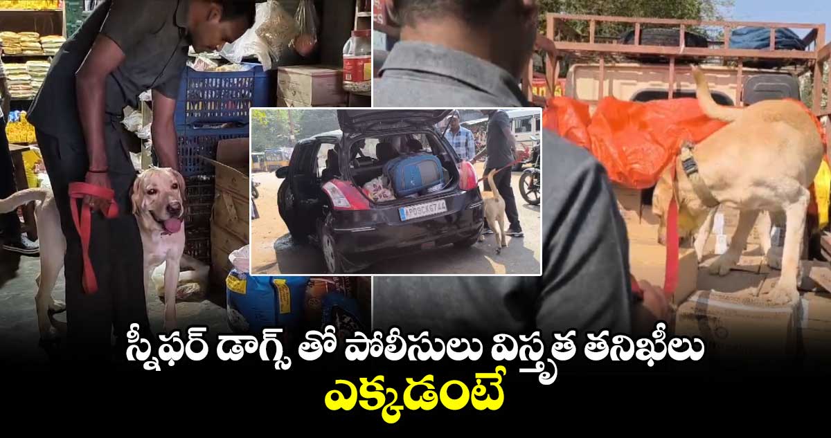  స్నీఫర్ డాగ్స్ తో  పోలీసులు విస్తృత తనిఖీలు... ఎక్కడంటే