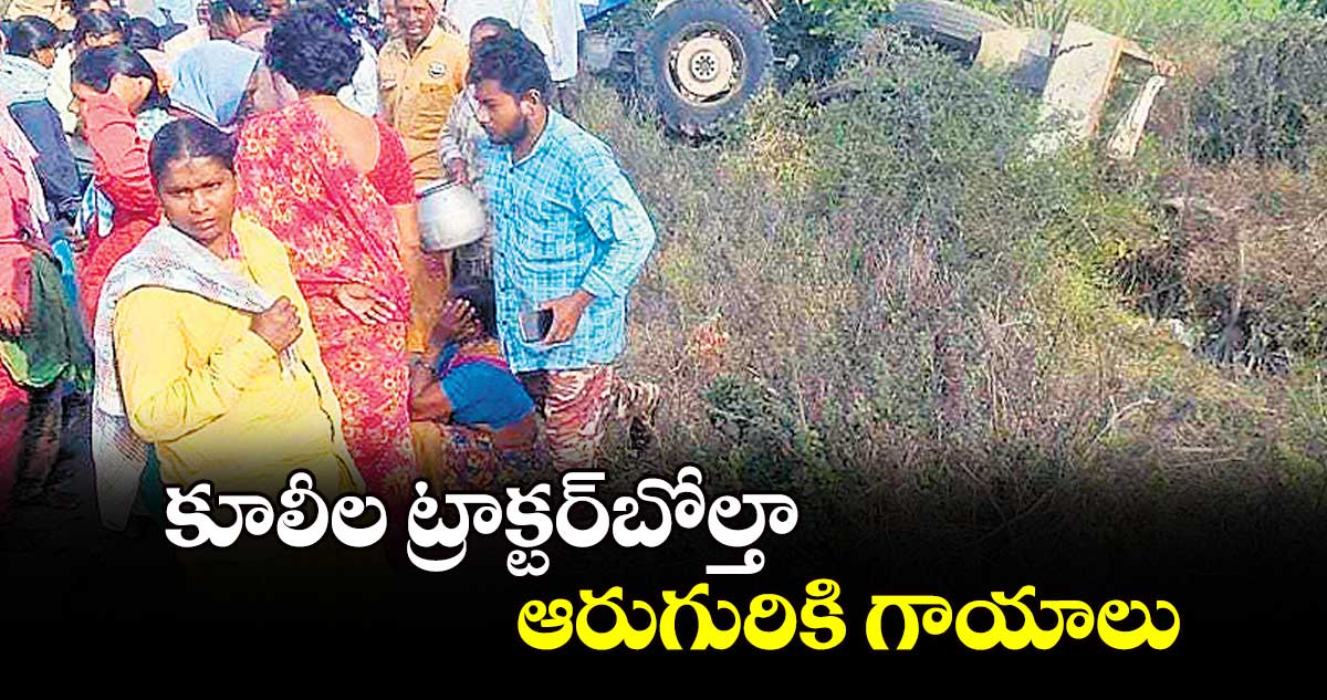 కూలీల ట్రాక్టర్​బోల్తా.. ఆరుగురికి గాయాలు