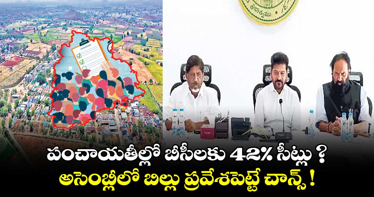 పంచాయతీల్లో బీసీలకు 42% సీట్లు ? అసెంబ్లీలో బిల్లు ప్రవేశపెట్టే చాన్స్ !