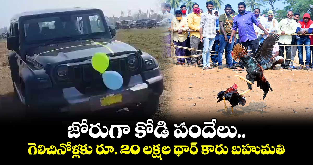 జోరుగా కోడి పందేలు.. గెలిచినోళ్లకు రూ. 20 లక్షల థార్ కారు బహుమతి