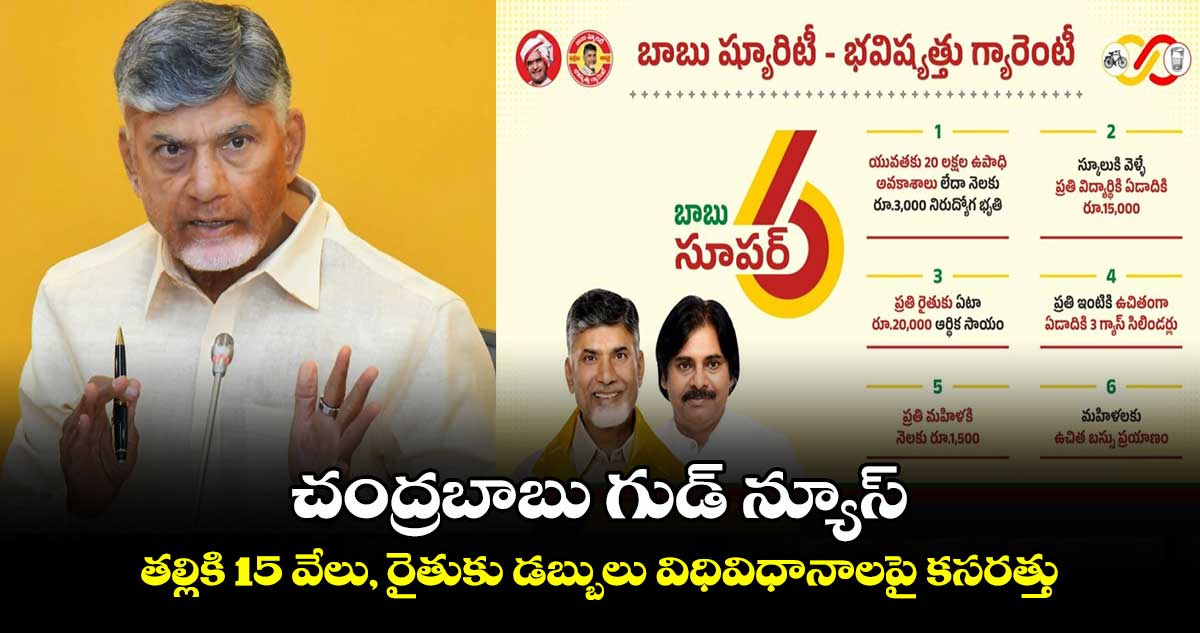 చంద్రబాబు గుడ్ న్యూస్ : తల్లికి 15 వేలు, రైతుకు డబ్బులు విధివిధానాలపై కసరత్తు