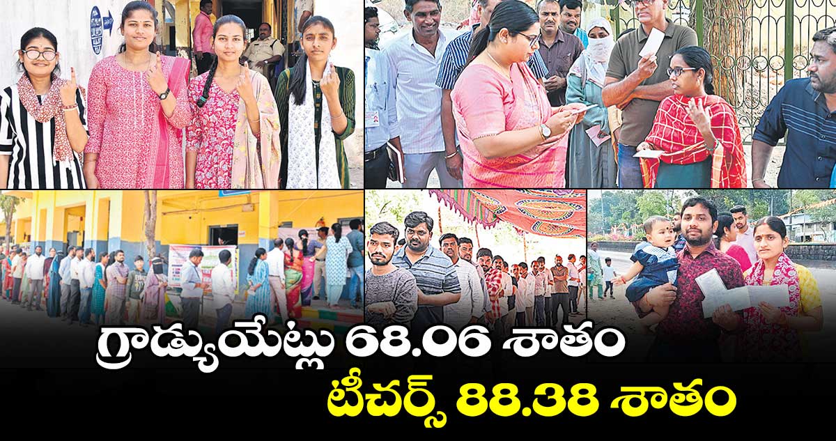 గ్రాడ్యుయేట్లు 68.06 శాతం,  టీచర్స్​ 88.38 శాతం