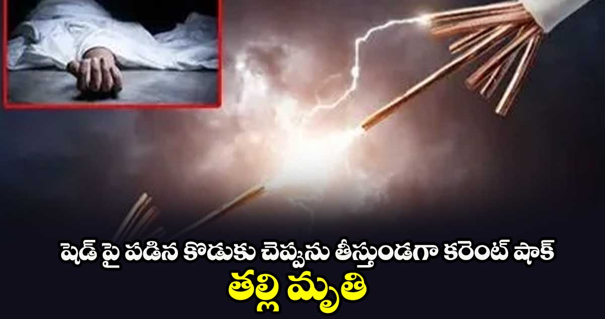 షెడ్ పై పడిన కొడుకు చెప్పును తీస్తుండగా కరెంట్ షాక్..  తల్లి మృతి