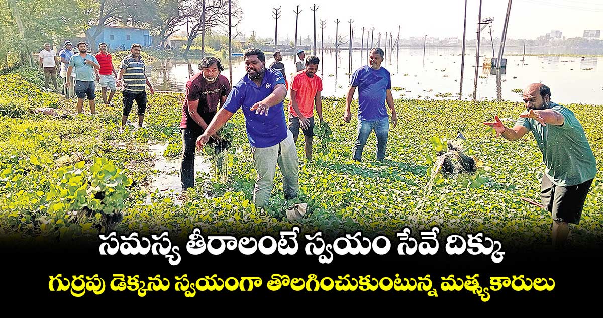 సమస్య తీరాలంటే స్వయం సేవే దిక్కు.. గుర్రపు డెక్కను స్వయంగా తొలగించుకుంటున్న మత్స్యకారులు