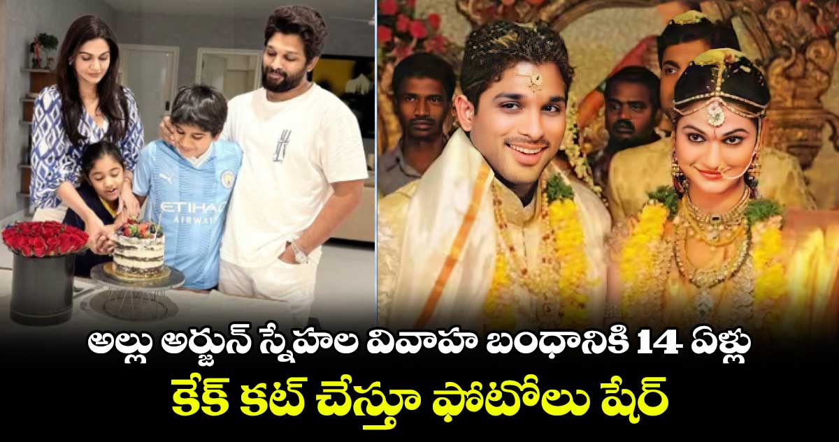 Allu Arjun Wedding Anniversary: అల్లు అర్జున్ స్నేహల వివాహ బంధానికి 14 ఏళ్లు.. కేక్ కట్ చేస్తూ ఫోటోలు షేర్