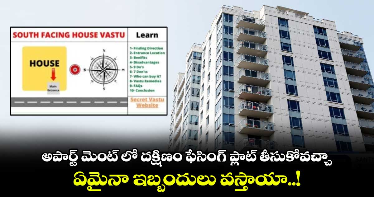 Vastu tips: అపార్ట్​ మెంట్​ లో దక్షిణం ఫేసింగ్​ ప్లాట్​ తీసుకోవచ్చా.. ఏమైనా ఇబ్బందులు వస్తాయా..!