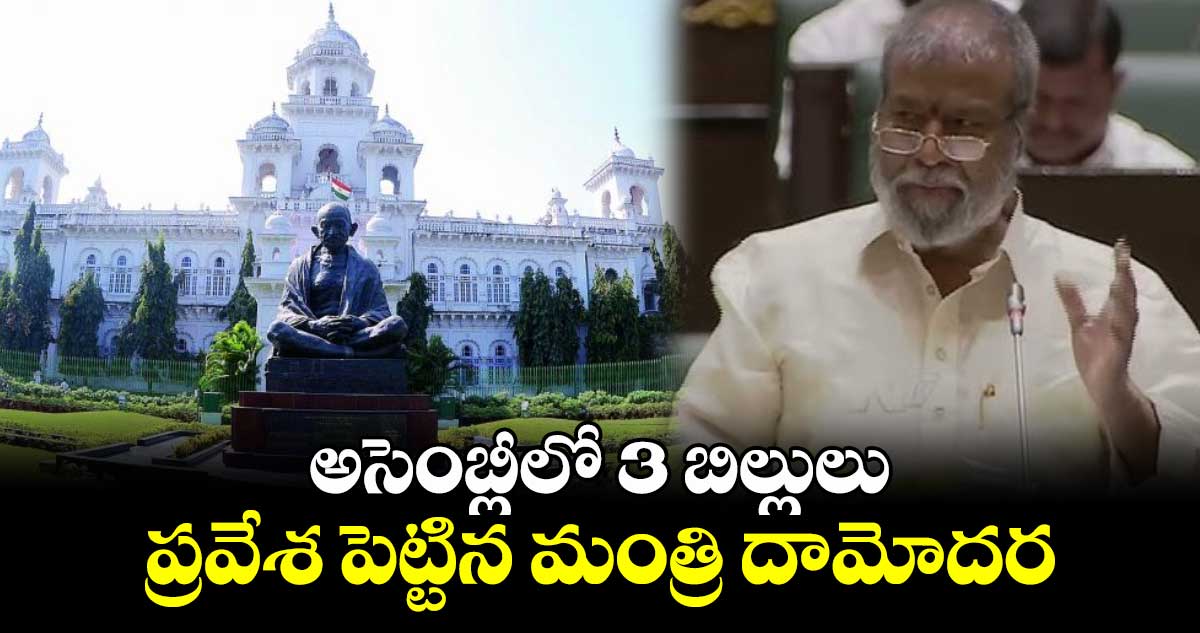 అసెంబ్లీలో 3 బిల్లులు ప్రవేశ పెట్టిన మంత్రి దామోదర