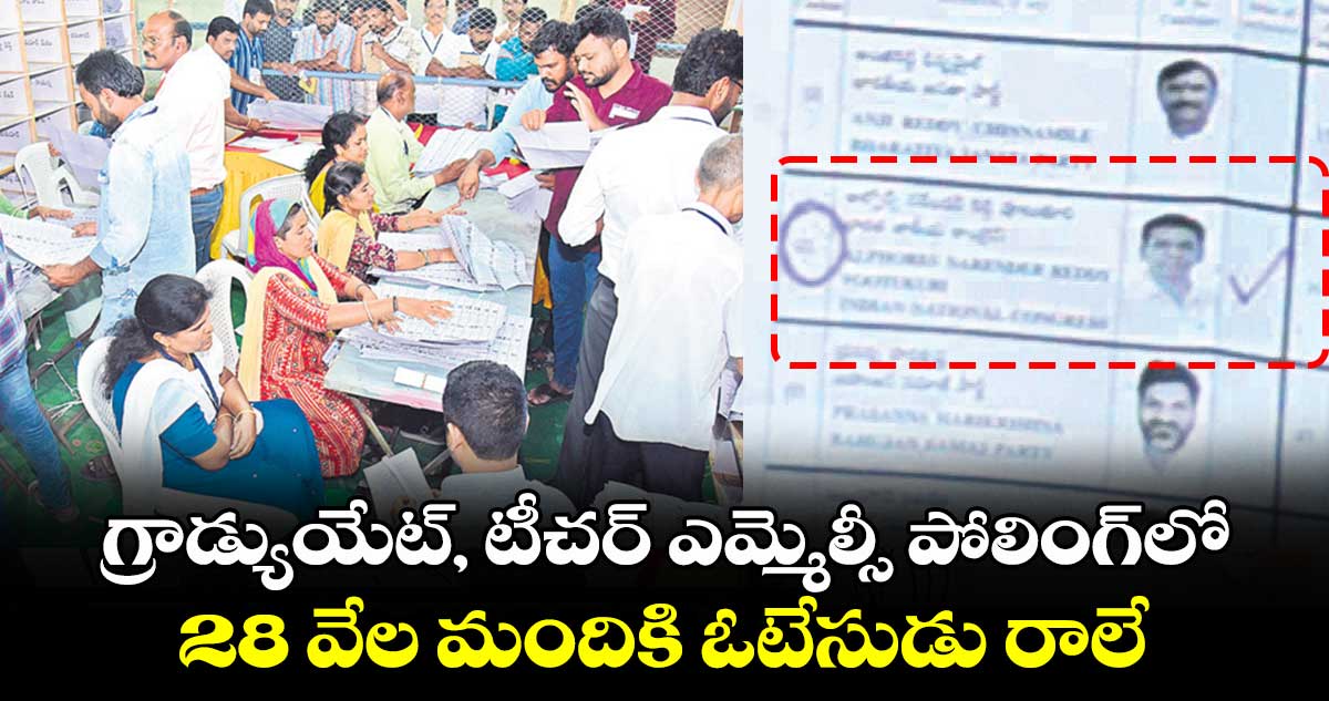 గ్రాడ్యుయేట్, టీచర్ ఎమ్మెల్సీ పోలింగ్‌లో .. 28 వేల మందికి ఓటేసుడు రాలే