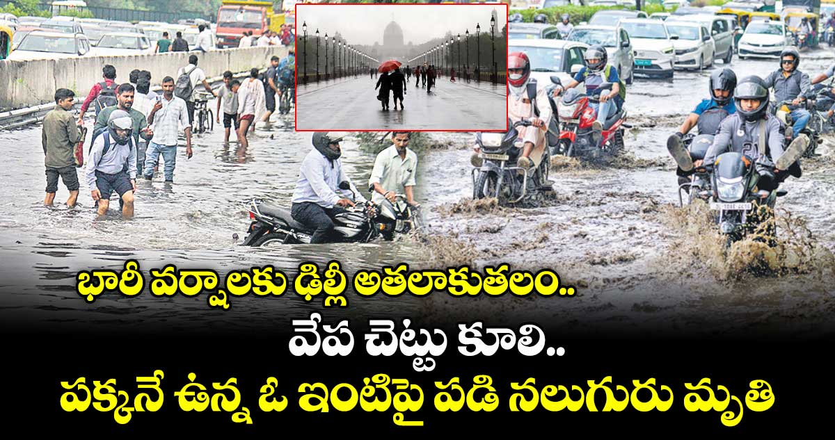 భారీ వర్షాలకు ఢిల్లీ అతలాకుతలం.. వేప చెట్టు కూలి.. పక్కనే ఉన్న ఓ ఇంటిపై పడి నలుగురు మృతి