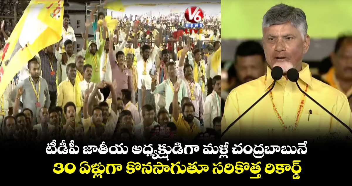 టీడీపీ జాతీయ అధ్యక్షుడిగా మళ్లీ చంద్రబాబునే : 30 ఏళ్లుగా కొనసాగుతూ సరికొత్త రికార్డ్