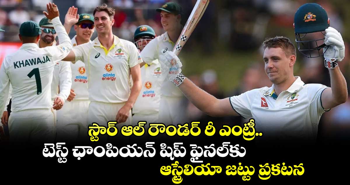 WTC Final: స్టార్ ఆల్ రౌండర్ రీ ఎంట్రీ.. టెస్ట్ ఛాంపియన్ షిప్ ఫైనల్కు ఆస్ట్రేలియా జట్టు ప్రకటన