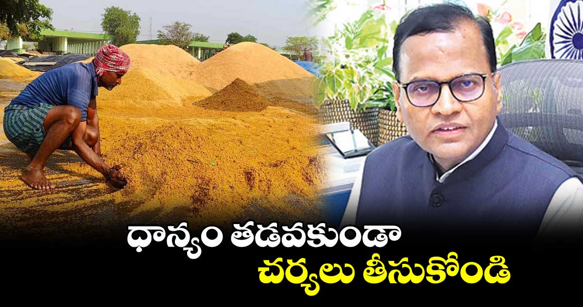 ధాన్యం తడవకుండా చర్యలు తీసుకోండి