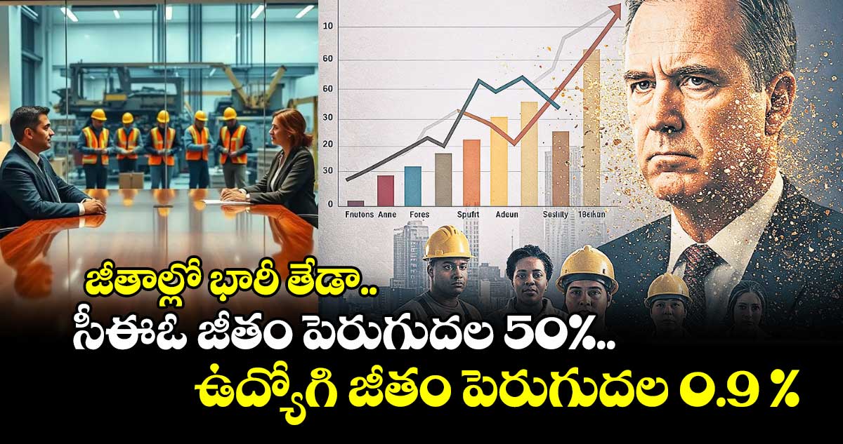 జీతాల్లో భారీ తేడా.. సీఈఓ జీతం పెరుగుదల 50%.. ఉద్యోగి జీతం పెరుగుదల 0.9 %
