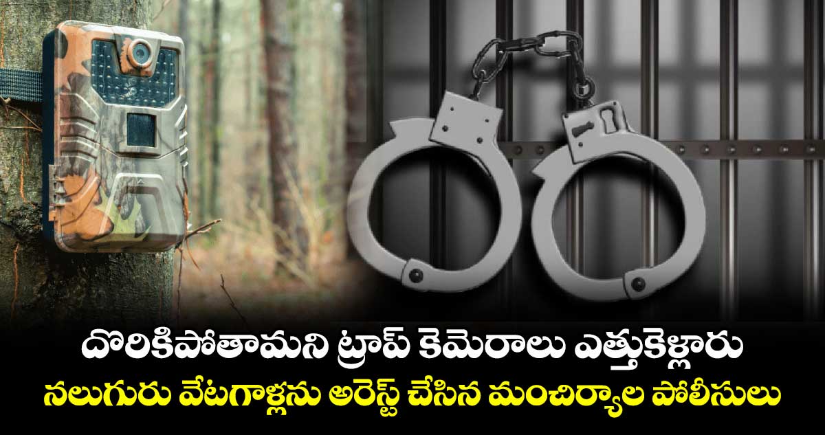 దొరికిపోతామని ట్రాప్ కెమెరాలు ఎత్తుకెళ్లారు...నలుగురు వేటగాళ్లను అరెస్ట్ చేసిన మంచిర్యాల పోలీసులు