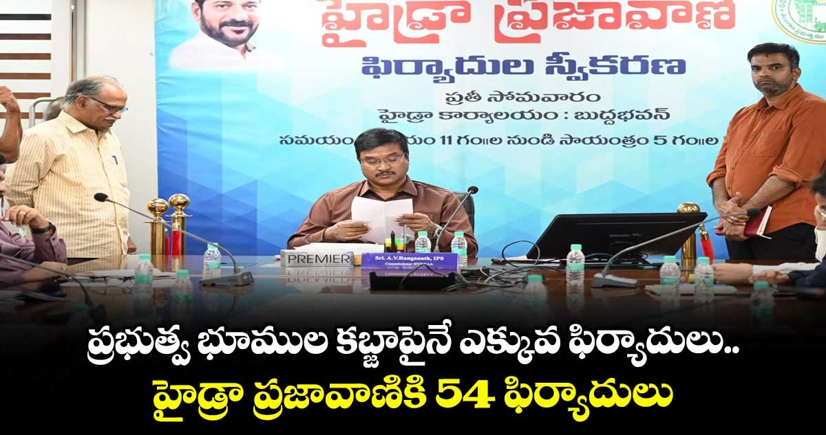 ప్రభుత్వ భూముల కబ్జాపైనే ఎక్కువ ఫిర్యాదులు..హైడ్రా ప్రజావాణికి 54 ఫిర్యాదులు