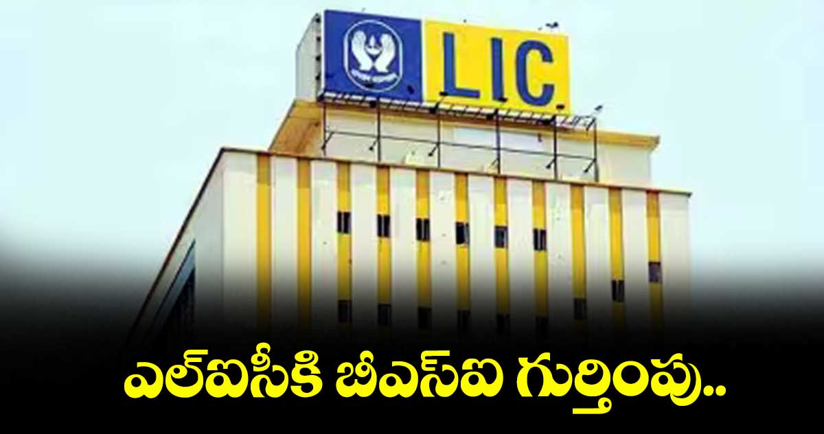 ఎల్ఐసీకి బీఎస్ఐ గుర్తింపు..
