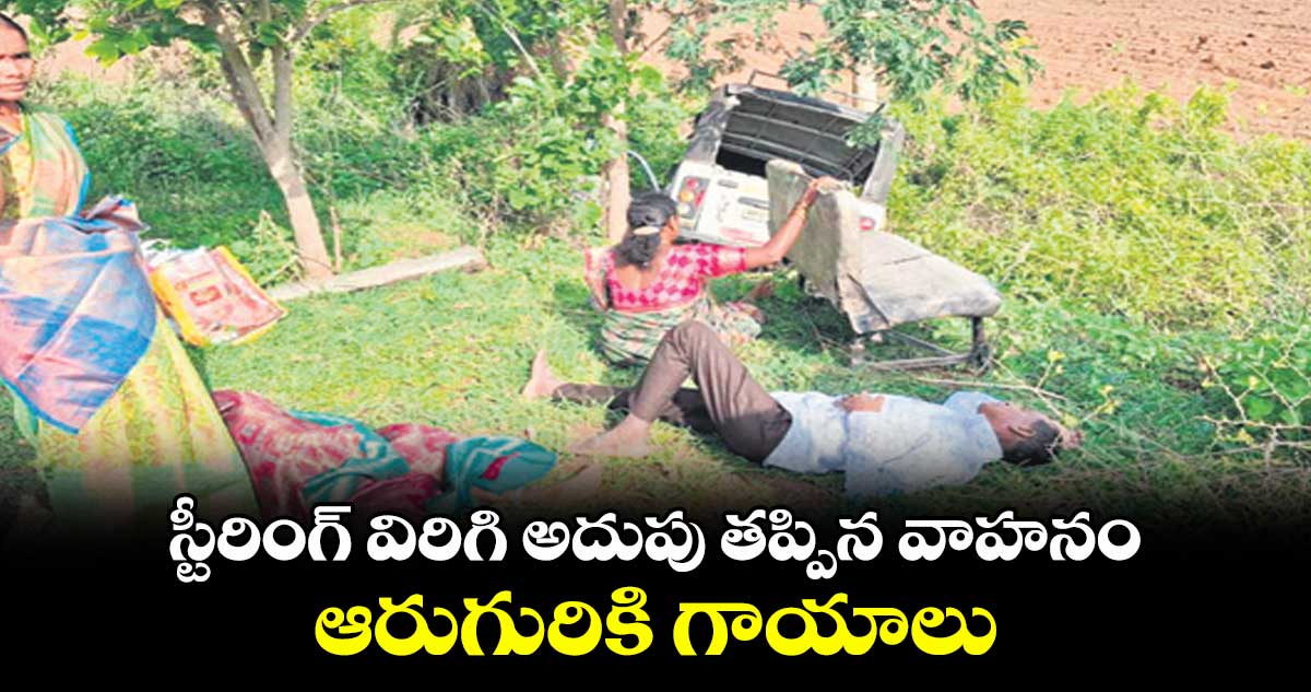 స్టీరింగ్ విరిగి అదుపు తప్పిన వాహనం ఆరుగురికి గాయాలు