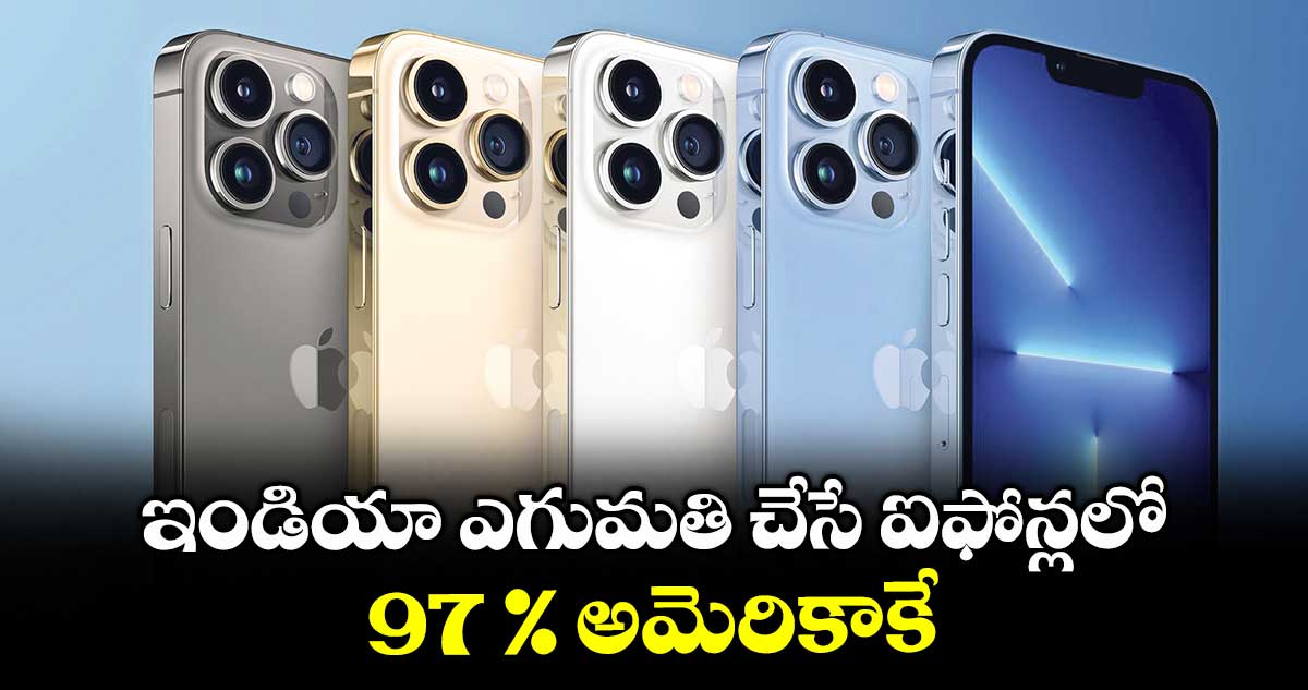 ఇండియా ఎగుమతి చేసే ఐఫోన్లలో 97 % అమెరికాకే