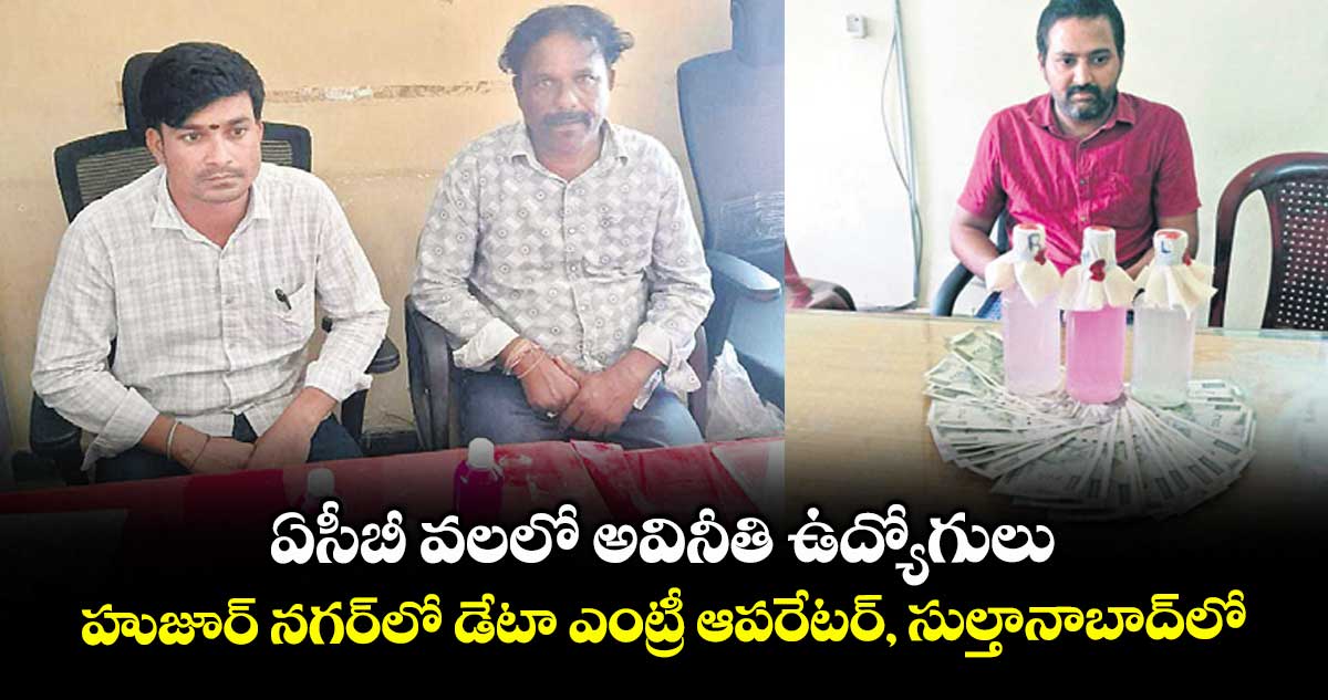 ఏసీబీ వలలో అవినీతి ఉద్యోగులు.. హుజూర్ నగర్లో డేటా ఎంట్రీ ఆపరేటర్, సుల్తానాబాద్లో..
