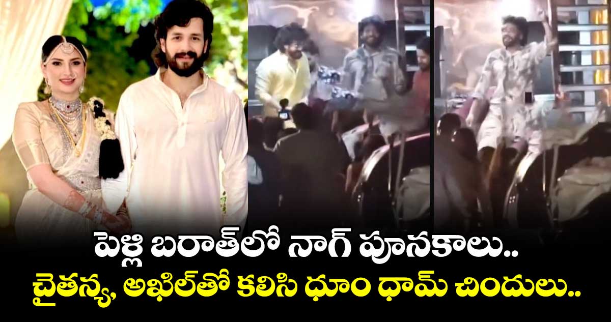 Akhil Wedding: పెళ్లి బరాత్లో నాగ్ పూనకాలు.. చైతన్య, అఖిల్తో కలిసి ధూం ధామ్ చిందులు.. వీడియోలు వైరల్