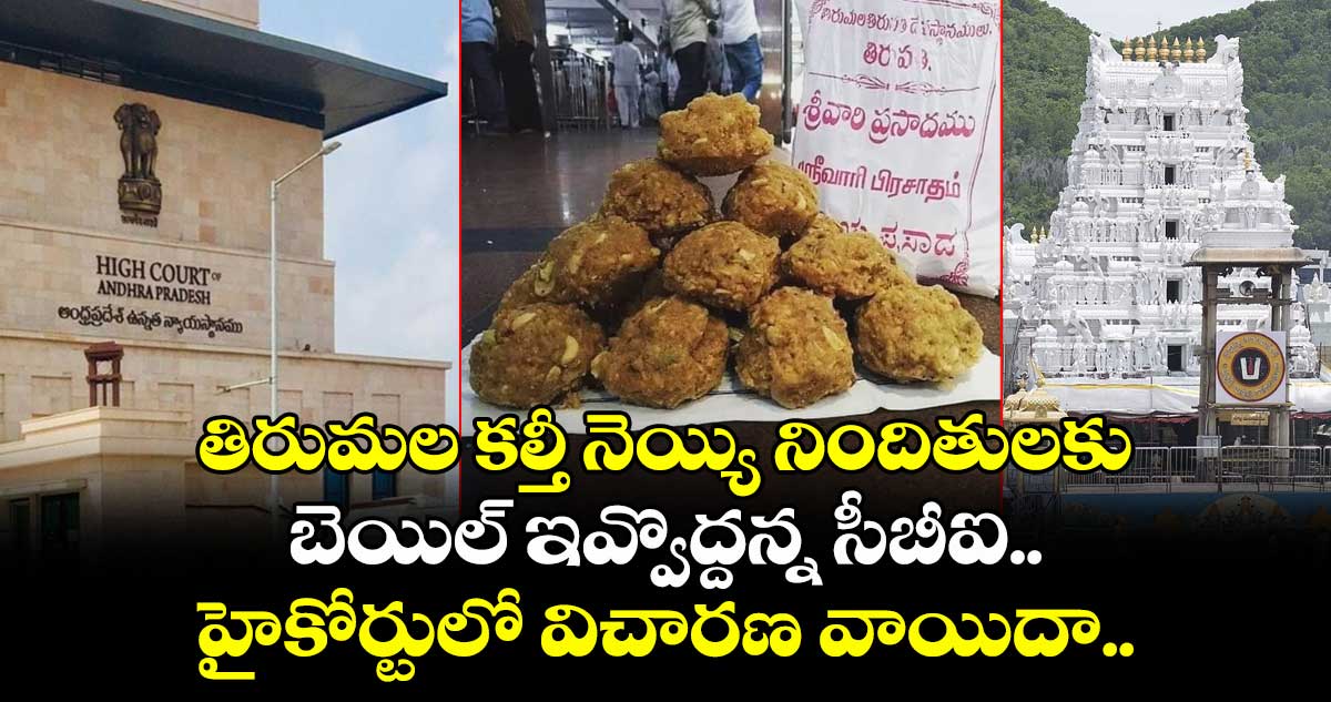తిరుమల కల్తీ నెయ్యి నిందితులకు బెయిల్ ఇవ్వొద్దన్న సీబీఐ..హైకోర్టులో విచారణ వాయిదా..