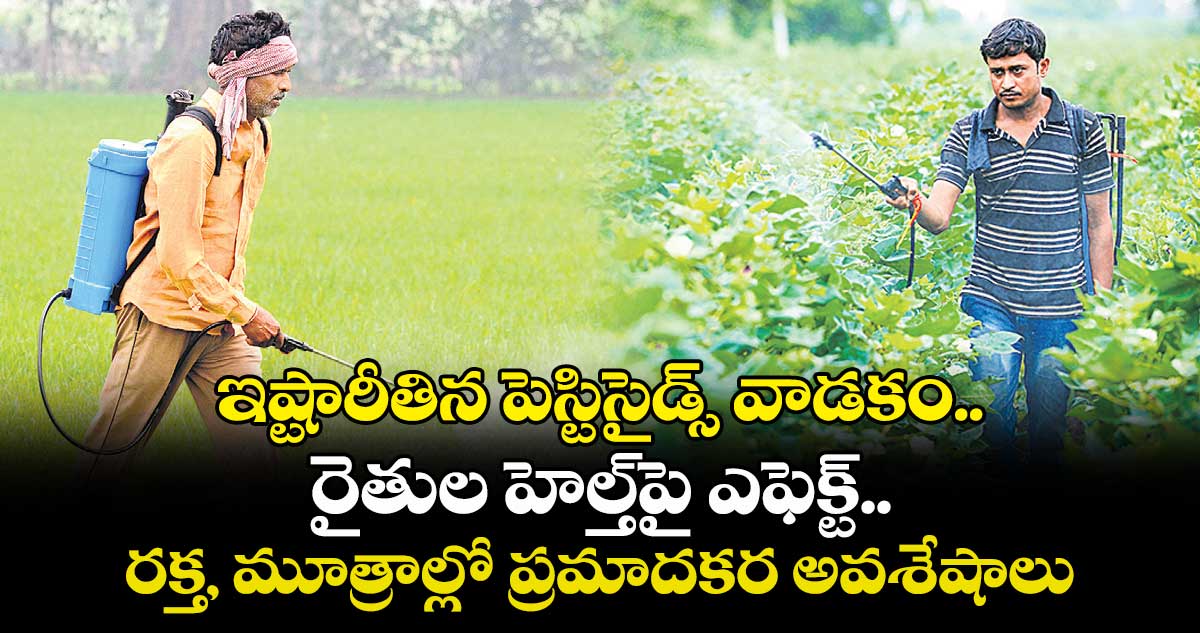 ఇష్టారీతిన పెస్టిసైడ్స్ వాడకం.. రైతుల హెల్త్ పై ఎఫెక్ట్.. రక్త, మూత్రాల్లోప్రమాదకర అవశేషాలు