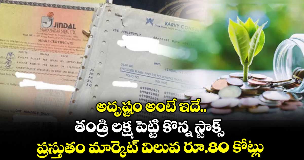 అదృష్టం అంటే ఇదే.. తండ్రి లక్ష పెట్టి కొన్న స్టాక్స్.. ప్రస్తుతం మార్కెట్ విలువ రూ.80 కోట్లు