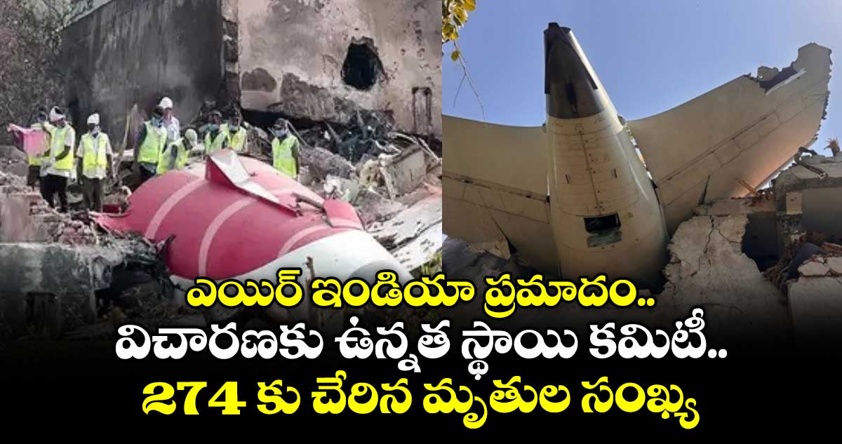 ఎయిర్ ఇండియా ప్రమాదం.. విచారణకు ఉన్నత స్థాయి కమిటీ.. 274 కు చేరిన మృతుల సంఖ్య