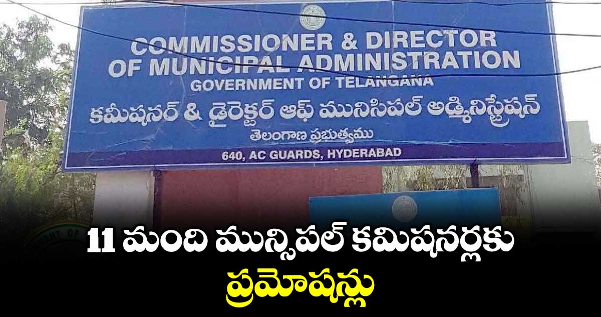 11 మంది మున్సిపల్ కమిషనర్లకు ప్రమోషన్లు