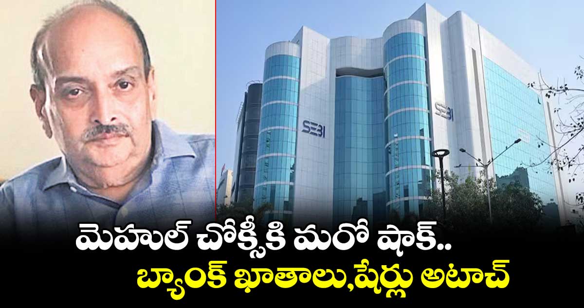 మెహుల్ చోక్సీకి మరో షాక్.. బ్యాంక్ ఖాతాలు,షేర్లు అటాచ్