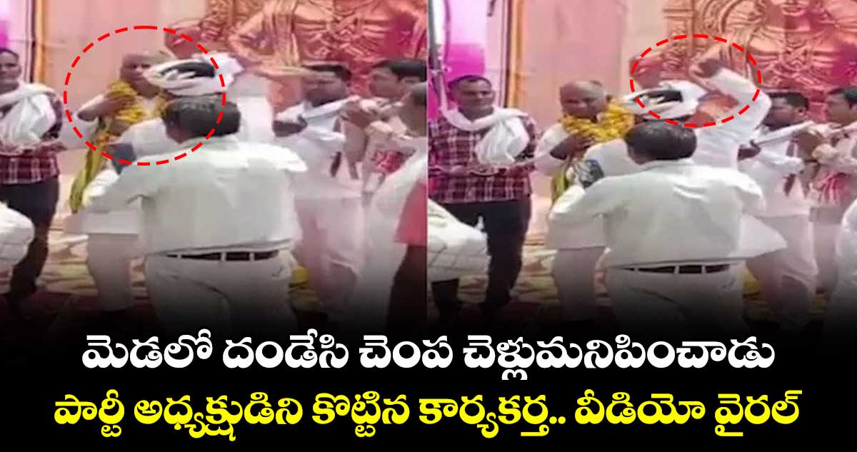 మెడలో దండేసి చెంప చెళ్లుమనిపించాడు.. పార్టీ అధ్యక్షుడిని కొట్టిన కార్యకర్త.. వీడియో వైరల్