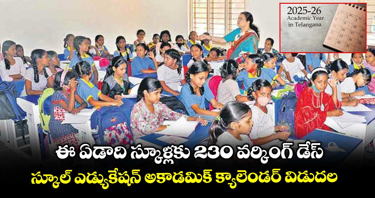 ఈ ఏడాది స్కూళ్లకు 230 వర్కింగ్ డేస్..స్కూల్ ఎడ్యుకేషన్ అకాడమిక్ క్యాలెండర్ విడుదల