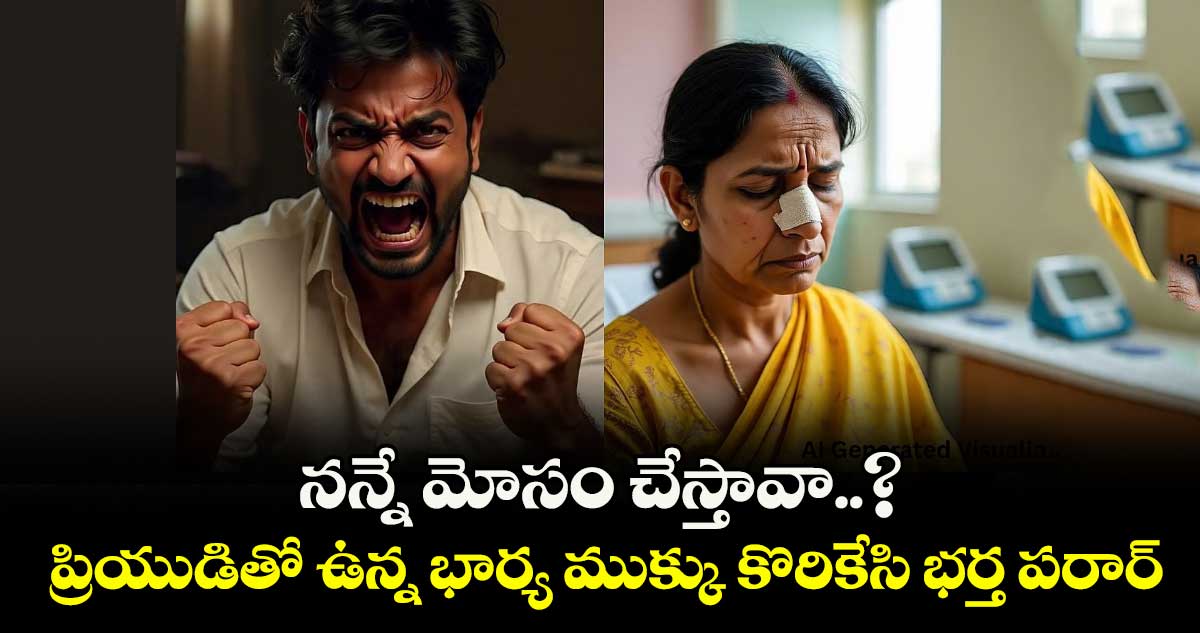 నన్నే మోసం చేస్తావా..? ప్రియుడితో ఉన్న భార్య ముక్కు కొరికేసి భర్త పరార్