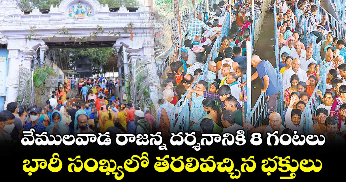  వేములవాడ రాజన్న దర్శనానికి 8 గంటలు..భారీ సంఖ్యలో తరలివచ్చిన భక్తులు