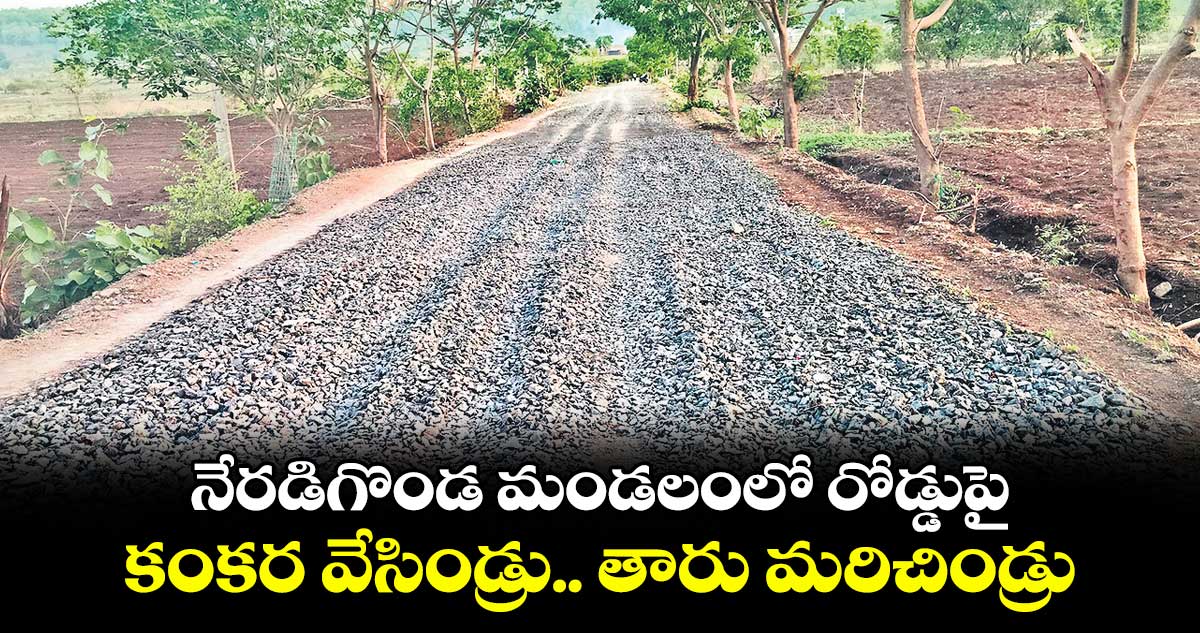 నేరడిగొండ మండలంలో రోడ్డుపై కంకర వేసిండ్రు .. తారు మరిచిండ్రు