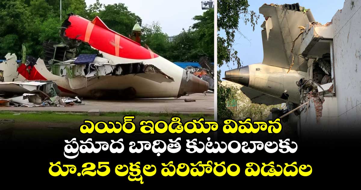 ఎయిర్ ఇండియా విమాన ప్రమాద బాధిత కుటుంబాలకు రూ.25 లక్షల పరిహారం విడుదల