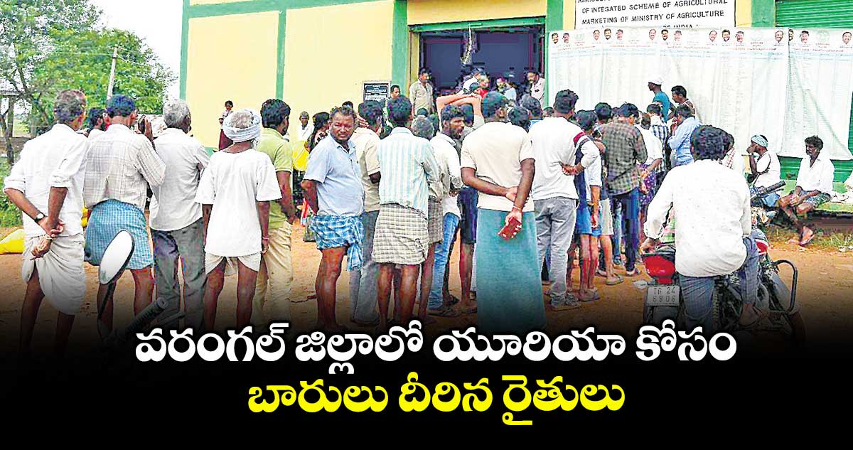 వరంగల్ జిల్లాలో యూరియా కోసం బారులు దీరిన రైతులు