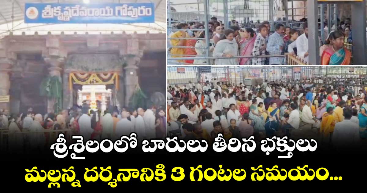 శ్రీశైలంలో బారులు తీరిన భక్తులు... మల్లన్న దర్శనానికి 3 గంటల సమయం...