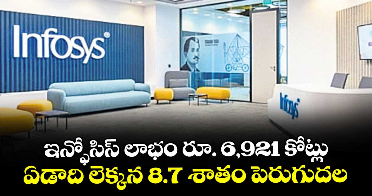 ఇన్ఫోసిస్ లాభం రూ. 6,921 కోట్లు... ఏడాది లెక్కన 8.7 శాతం పెరుగుదల