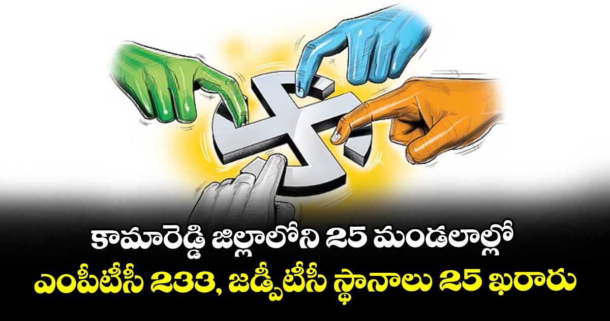 కామారెడ్డి జిల్లాలోని 25 మండలాల్లో ఎంపీటీసీ 233, జడ్పీటీసీ స్థానాలు 25 ఖరారు
