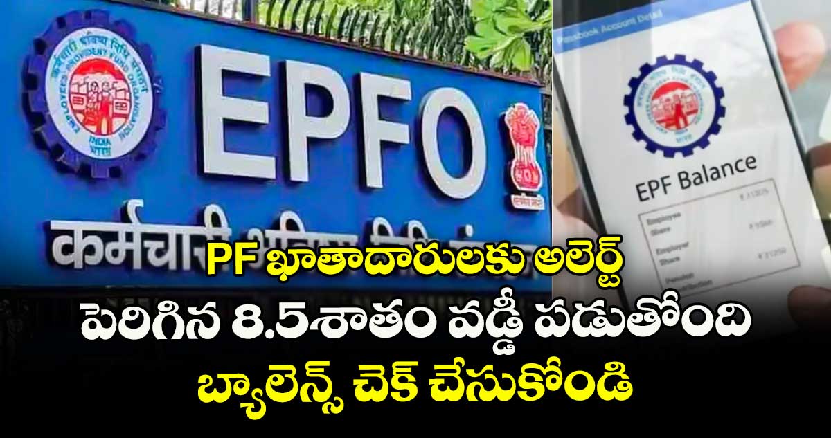 PF ఖాతాదారులకు అలెర్ట్.. పెరిగిన 8.5శాతం వడ్డీ పడుతోంది. బ్యాలెన్స్ చెక్ చేసుకోండి