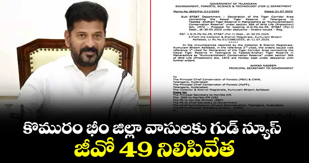 కొమురం భీం జిల్లా వాసులకు గుడ్ న్యూస్: జీవో 49 నిలిపివేత