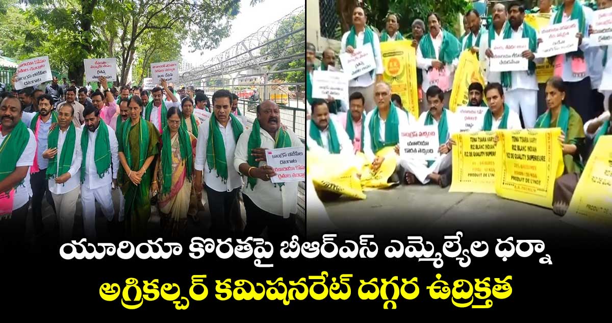 యూరియా కొరతపై బీఆర్ఎస్ ఎమ్మెల్యేల ధర్నా.. అగ్రికల్చర్ కమిషనరేట్ దగ్గర ఉద్రిక్తత..