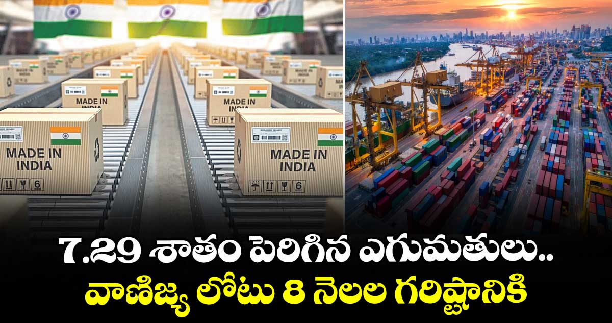 7.29 శాతం పెరిగిన ఎగుమతులు.. వాణిజ్య లోటు 8 నెలల గరిష్టానికి 