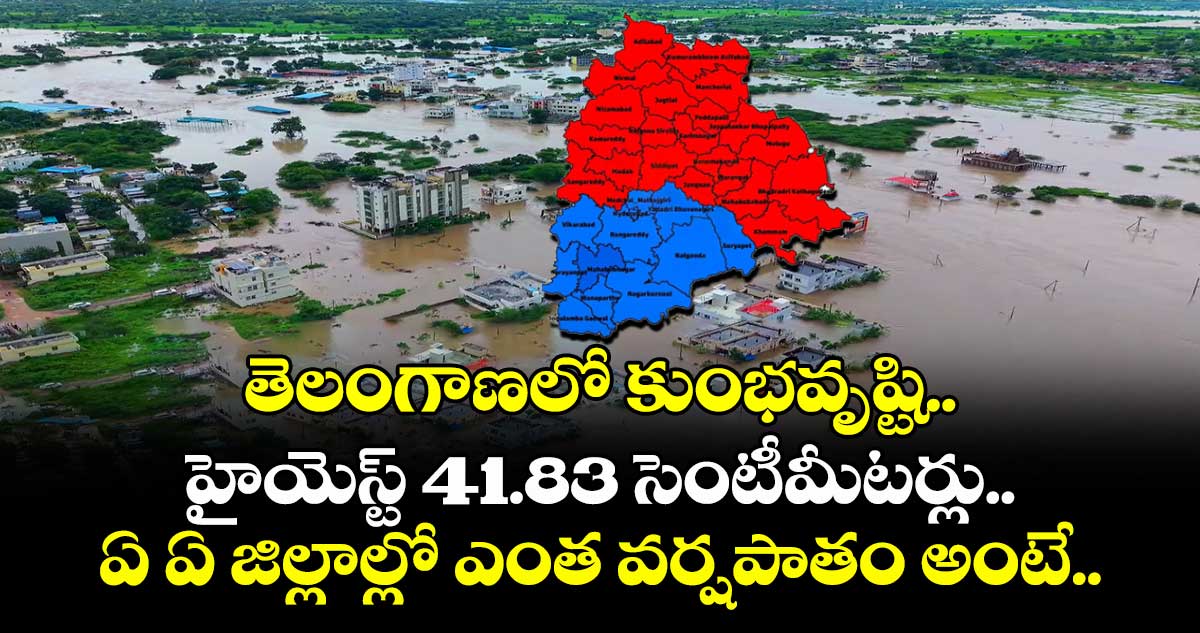 తెలంగాణలో కుంభవృష్టి.. హైయెస్ట్ 41.83 సెంటీమీటర్లు.. ఏ ఏ జిల్లాల్లో ఎంత వర్షపాతం అంటే..