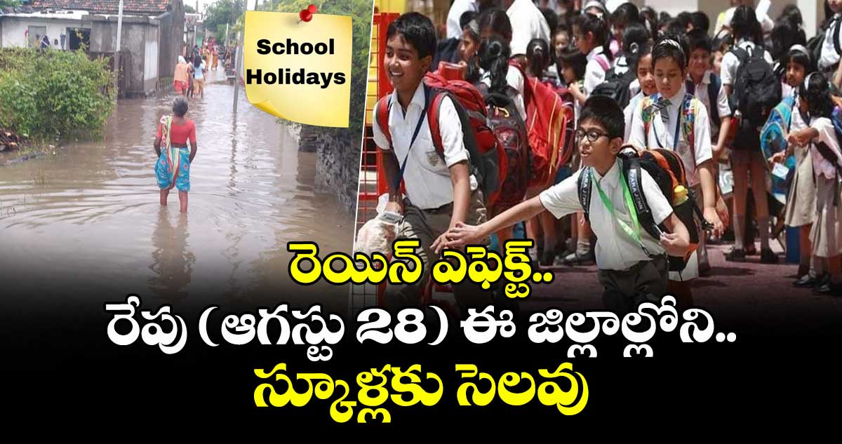 రెయిన్ ఎఫెక్ట్.. రేపు (ఆగస్టు 28) ఈ జిల్లాల్లోని స్కూళ్లకు సెలవు