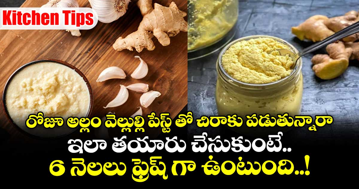 Kitchen Tips : రోజూ అల్లం వెల్లుల్లి పేస్ట్ తో చిరాకు పడుతున్నారా.. ఇలా తయారు చేసుకుంటే 6 నెలలు ఫ్రెష్ గా ఉంటుంది..!
