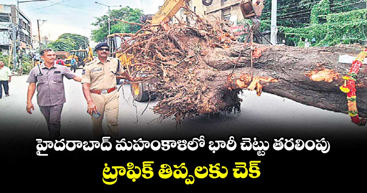 హైదరాబాద్ మహంకాళిలో భారీ చెట్టు తరలింపు... ట్రాఫిక్ తిప్పలకు చెక్
